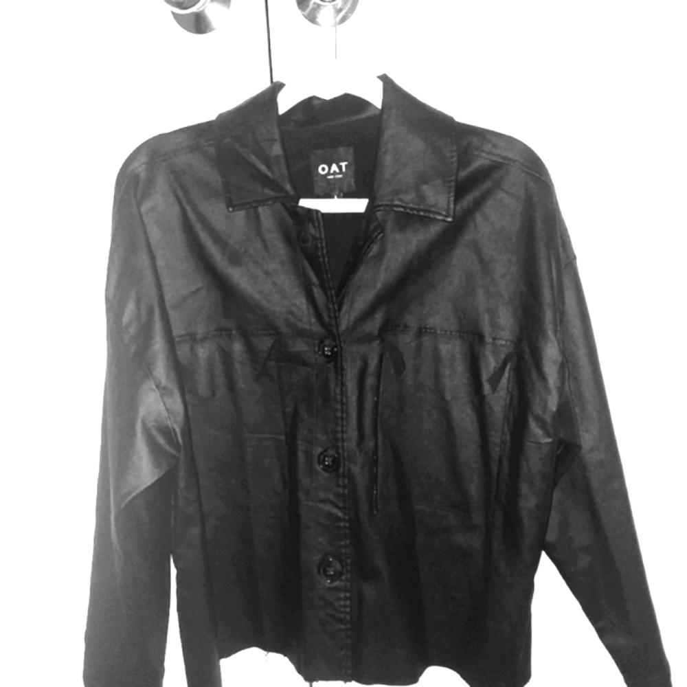 OAT New York Coated Lightweight Button Front Women's Jacket Black